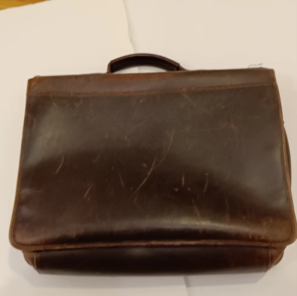 All Leather Distressed Briefcase Portfolio Brown